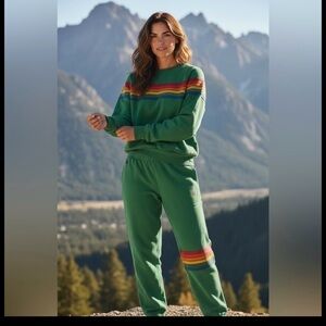 Rare Aviator Nation Green 6 Stripe Sweatshirt